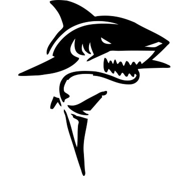 Witte haai silhouette t-shirt - TenStickers