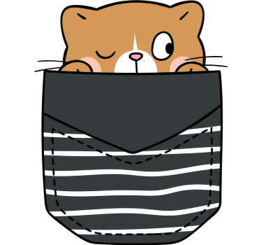 T-shirt met kat in borstzak - TenStickers