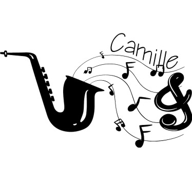 T-shirt saxophone et prénom personnalisable - TenStickers