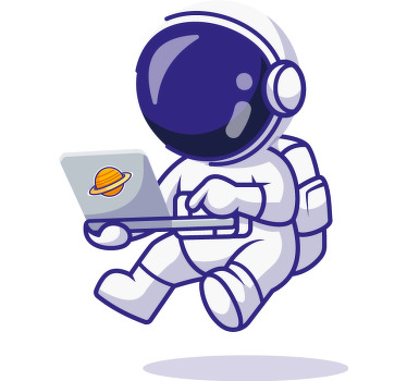 T-shirt astronauta com o portátil - TenStickers