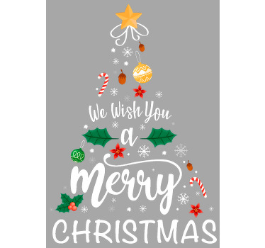 Tre med ornamenter og kalligrafi jule t-skjorte - Tenstickers