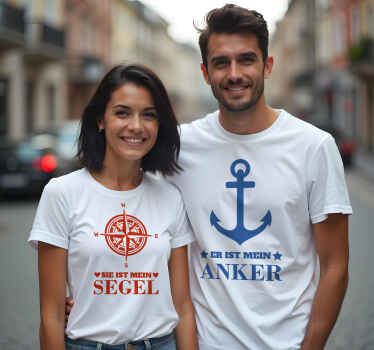 Pärchen T Shirts er ist mein anker, sie ist mein sagte - TenStickers