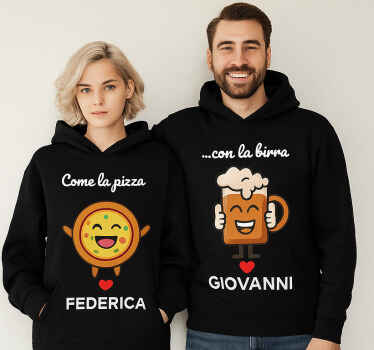 Felpa mangiare la pizza con la birra - TenStickers