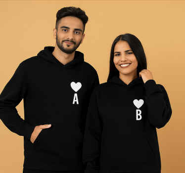 Custom name initials and heart hoodie - TenStickers
