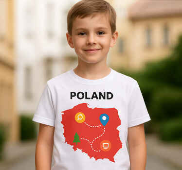 Koszulka dziecięca z interaktywną mapą polski - TenStickers
