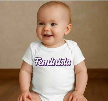Body feminista diseño tipográfico minimalista violeta escritura f - TenVinilo