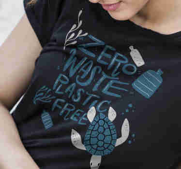 Camiseta tortuga frase cero resiudo plástico - TenVinilo