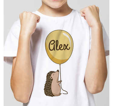 Balonlu ve isimli t-shirt ile kirpi - TenStickers