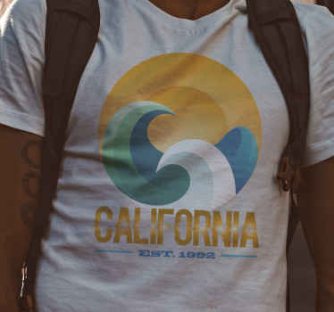 California beach wave ja sun t-paita - Tenstickers