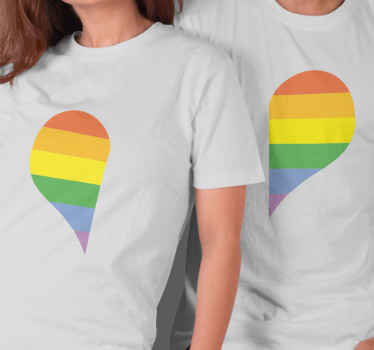 Camisetas parejas Corazon arcoiris - TenVinilo