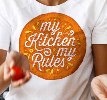 Oransje, håndtegn, kjøkken, skjorte, design - Tenstickers