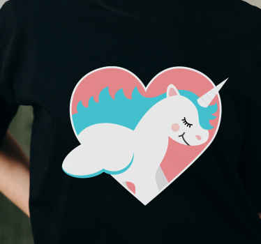 Unicorn in a heart t shirt barn t-shirt - Tenstickers