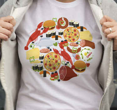 food icons in circle custom t-shirt - TenStickers