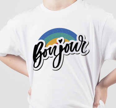 Camiseta infantil Bonjour colorido - TenVinilo