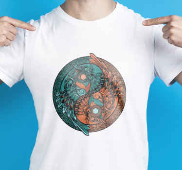 Yin yang owl illustration custom t-shirt - TenStickers
