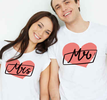 Mrs and Mr hearts Couple t shirts - TenStickers
