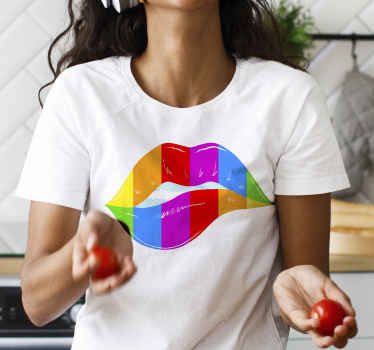 Flerfarvet læber tilpasset t-shirt - TenStickers
