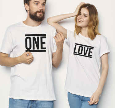 One Love text Couple t shirts - TenStickers