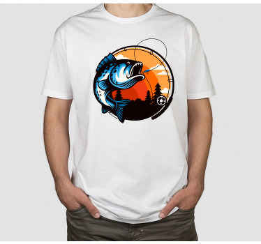 鲈鱼钓鱼插画定制t恤 - TenStickers