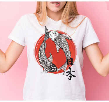 Japani ja lippu t-paita - Tenstickers