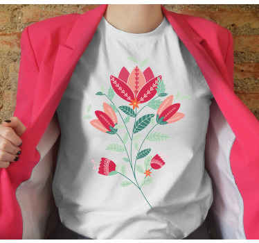 Lehçe kırmızı haşhaş kompozisyon özel tişört - TenStickers