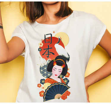 Camisa personalizada de mujer con flores de estilo japonés - TenVinilo
