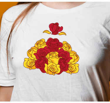 Camisa de flores dibujadas en amarillo y rojo - TenVinilo