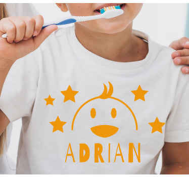 Camiseta infantil Cara de pollito con nombre - TenVinilo
