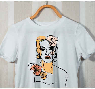 T-shirt Minimalistyczna twarz ze storczykami - TenStickers