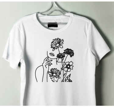 Kadın ve ayçiçekleri minimalist tasarımlı tişört - TenStickers