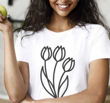 Söt design linje av tulpan anpassad t-shirt - Tenstickers