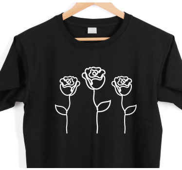 Camiseta personalizada con ilustración de rosas minimalistas - TenVinilo