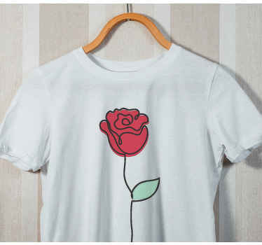 Drăguț trandafir roșu linie art design tricou personalizat - TenStickers