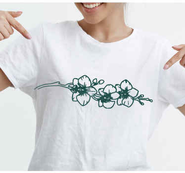 Orkideer natur line art tilpasset t-skjorte - Tenstickers