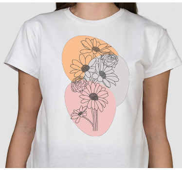 Bouquet sunflowers line art custom t-shirt - TenStickers