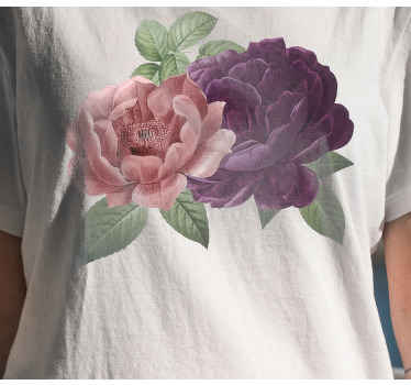 Camiseta infantil Flores moradas y verdes - TenVinilo