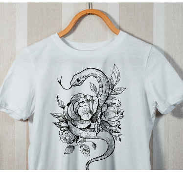 Camiseta personalizada serpiente rosa con flores - TenVinilo