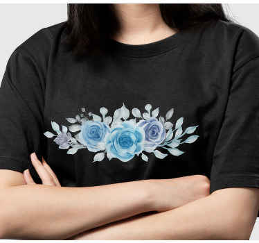 Camiseta personalizada con diseño de flor azul - TenVinilo
