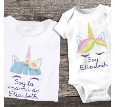 Camiseta madre e hija Hija y madre unicornio con nombre - TenVinilo