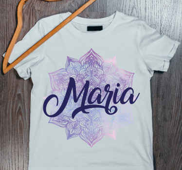 Camiseta personalizada mandala azul violeta con nombre - TenVinilo