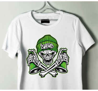 Green skull glasses graffiti  custom t-shirt - TenStickers
