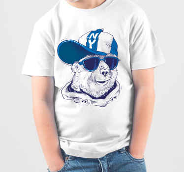 Blue bear cartoon graffiti custom t-shirt - TenStickers