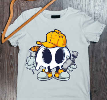 Skull cool kid graffiti cartoon custom t-shirt - TenStickers