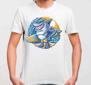 Surfboard shark cartoon  custom t-shirt - TenStickers