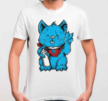 Camiseta personalizada de gato de dibujos animados con pendiente - TenVinilo
