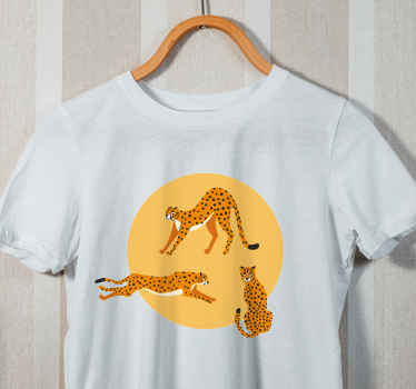 Keltainen leopardi graafinen kuvio mukautettu t-paita - Tenstickers