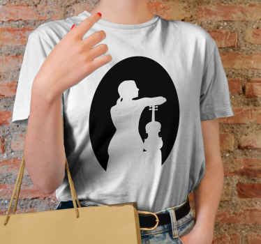 Koszulka Skrzypek sylwetka siedząca z tyłu - TenStickers