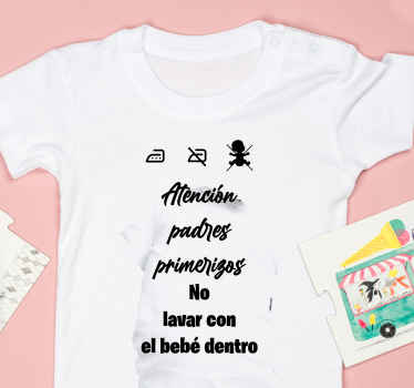 Camiseta bebé Advertencia a los nuevos padres - TenVinilo