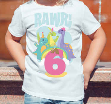 Camiseta infantil Fiesta de dinosaurio rawr - TenVinilo