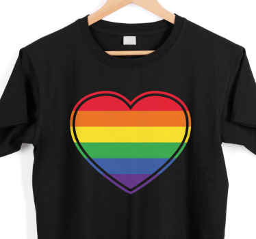 Gay pride flad i hjerteformet brugerdefineret t-shirt - TenStickers
